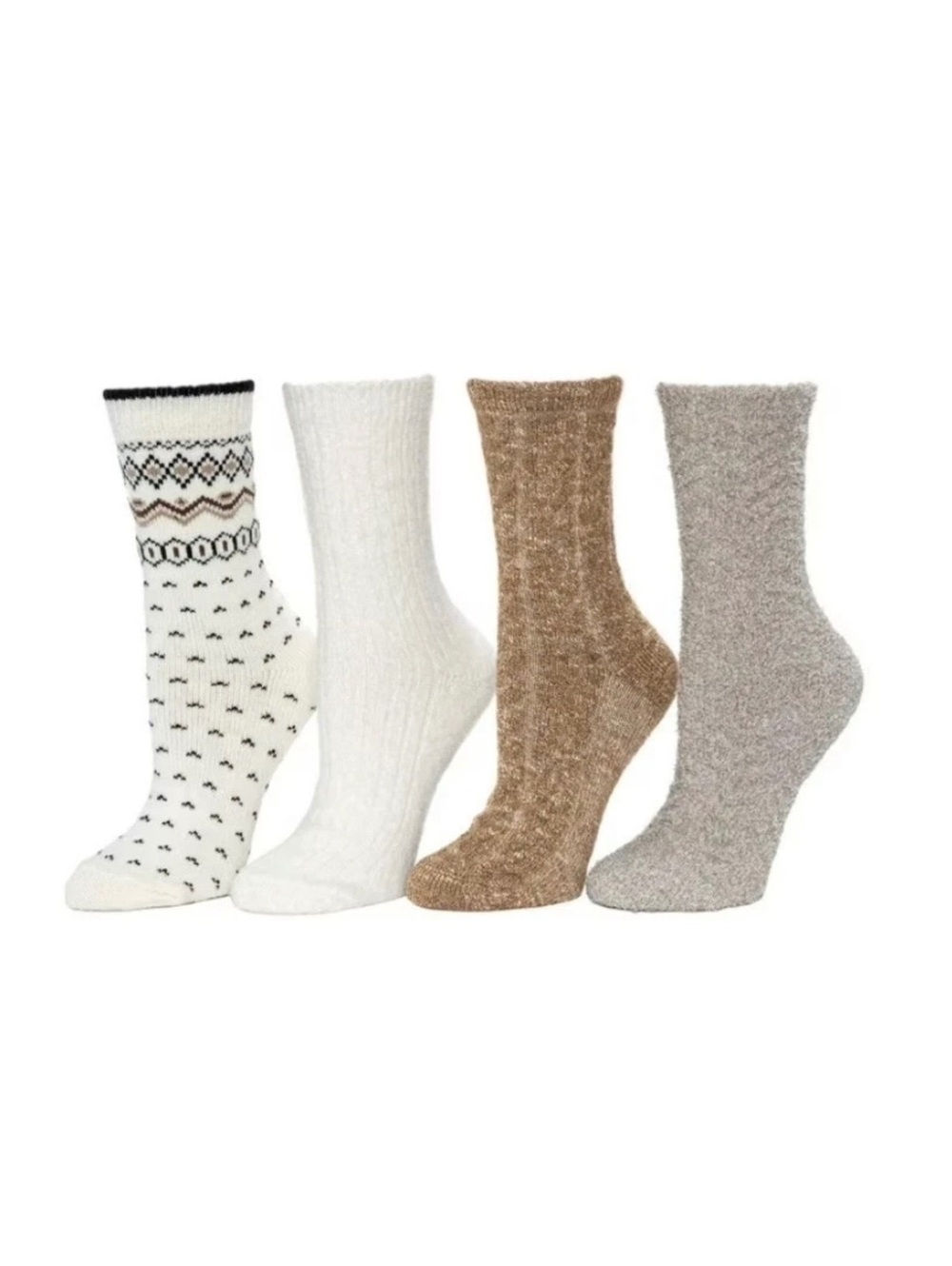 Cuddl Duds Crew Socks 4-Pack Plushfeel Soft Cozy Winter Socks